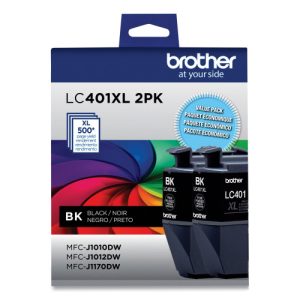 Brother LC401XL2PK Black High Yield Ink Cartridge, 2/Pack