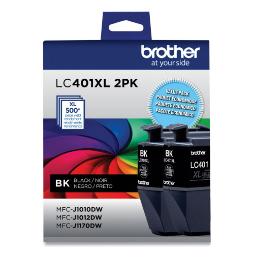 Brother LC401XL2PK Black High Yield Ink Cartridge, 2/Pack