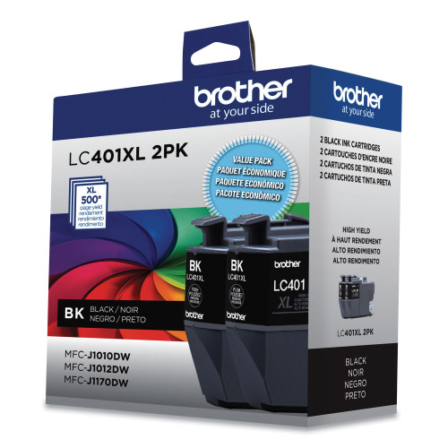 Brother LC401XL2PK Black High Yield Ink Cartridge, 2/Pack - Image 2